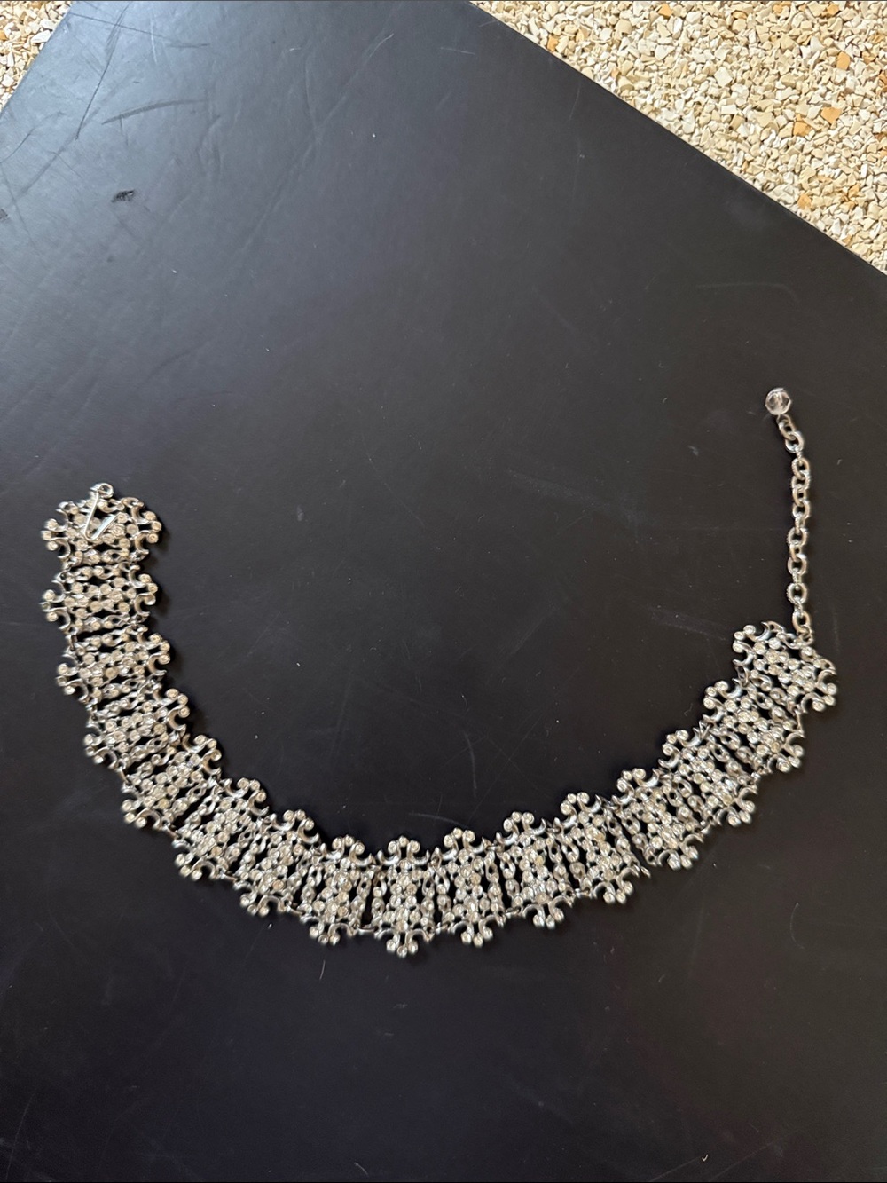 Intricate Silver Floral Link Necklace - Women Jewelry